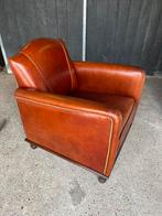 Antiek leren fauteuil, Huis en Inrichting, Fauteuils, Ophalen, Gebruikt, 50 tot 75 cm, Leer