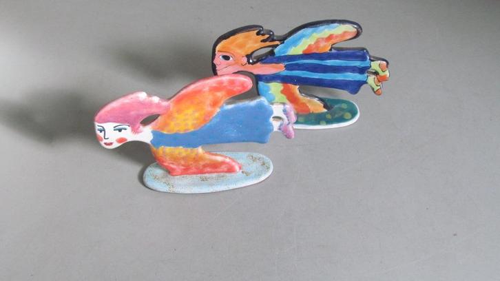 Twee aparte kleine objecten van geglazuurd aardewerk 10x15, Antiek en Kunst, Kunst | Designobjecten, Ophalen of Verzenden