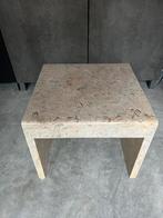Vintage Salontafel mid century fossiel marmer travertin, Ophalen, 50 tot 100 cm, Rond, Zo goed als nieuw