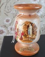 1406 vintage lourdes houten kandelaar heilige bernadette, Ophalen of Verzenden, Zo goed als nieuw