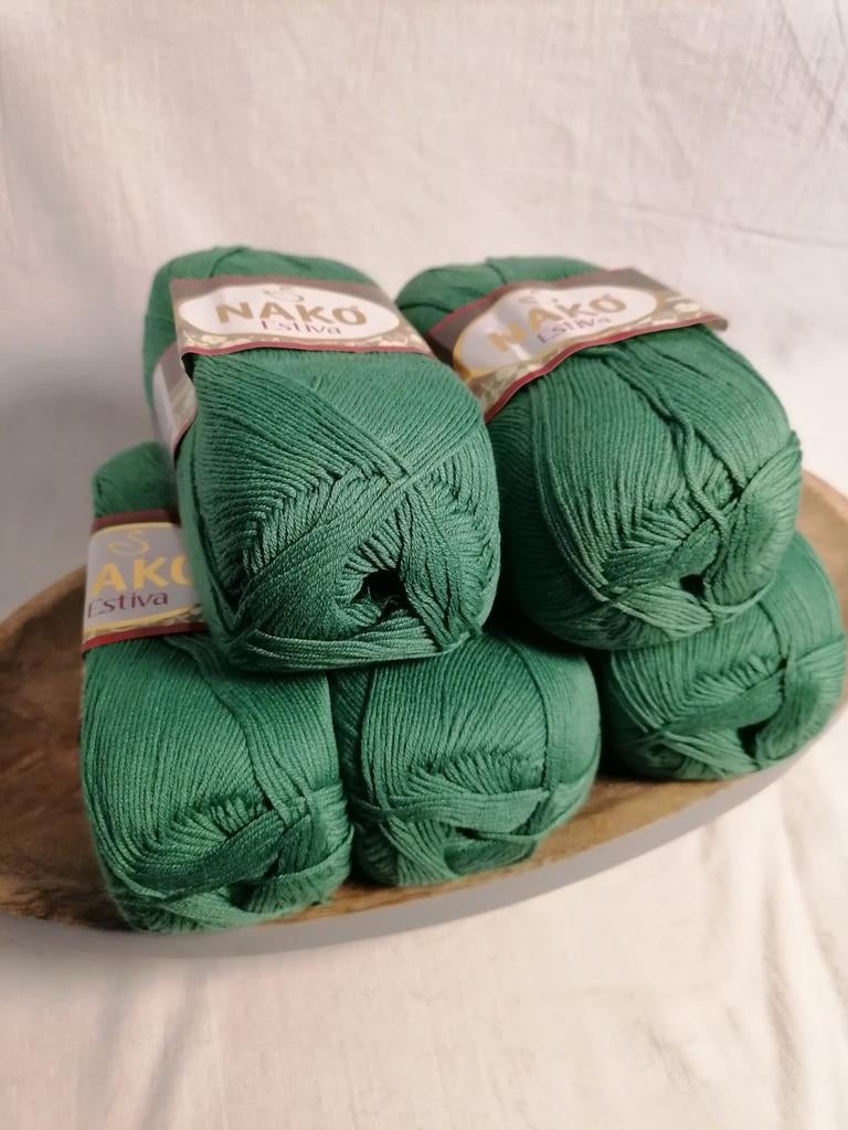 Nako Estiva garen donkergroen - 5 bollen - Bamboe/Katoen, Ophalen of Verzenden, Nieuw, Breien of Haken, Wol of Garen