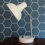 Vintage, retro bureaulamp, tafellamp lamp wit metaal, Ophalen of Verzenden, Huis en Inrichting