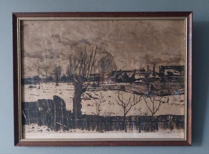 A.P. Derkzen van Angeren (1878-1961) - Den Hoorn - 1901, Antiek en Kunst, Kunst | Etsen en Gravures, Ophalen of Verzenden