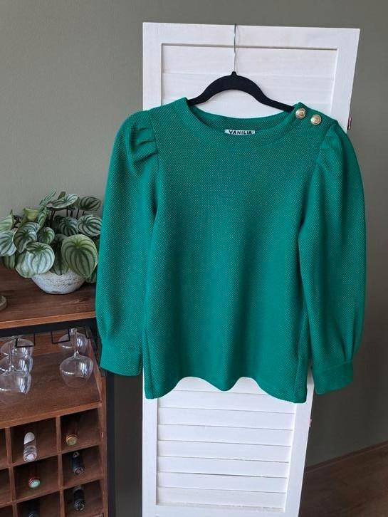 Vanilia top groen- maat S- Gouden details - Stijlvol & chic, Kleding | Dames, Truien en Vesten, Gedragen, Maat 36 (S), Groen, Ophalen of Verzenden
