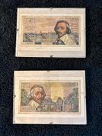Twee ingelijste 1000 Francs bankbiljetten uit 1953 en 1955, Munten en Bankbiljetten, Ophalen of Verzenden