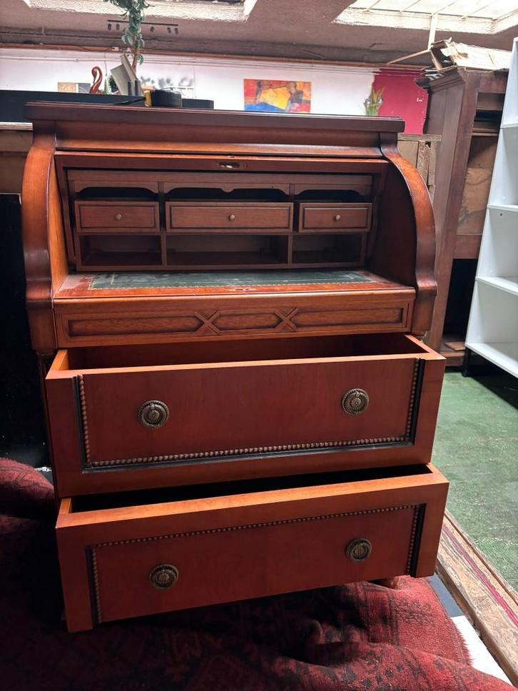 Vintage rolluikbureau / secretaire – veel opbergruimte, Huis en Inrichting, Bureaus, Gebruikt, Bureau, Ophalen
