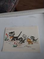 J. SCHERER.  MOEDER POES MET KLEINTJES BIJ DE TULPEN 1959, Ophalen of Verzenden, 1940 tot 1960, Overige thema's