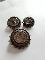 3 antieke zilveren haar medaillon broches uit de 18 eeuw, Sieraden, Tassen en Uiterlijk, Antieke sieraden, Verzenden, Zilver
