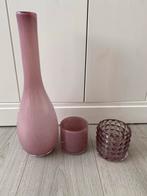 Paarse/Roze Vazen Set - 3 Stuks, Overige kleuren, Nieuw, Ophalen of Verzenden, Glas