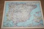 Originele oude kaart Spanje en Porugal - circa 1925 !!, Boeken, Atlassen en Landkaarten, Gelezen, Ophalen of Verzenden, Spanje
