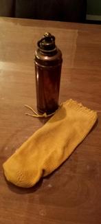 Antieke koperen kruik met hoes, Antiek en Kunst, Ophalen of Verzenden