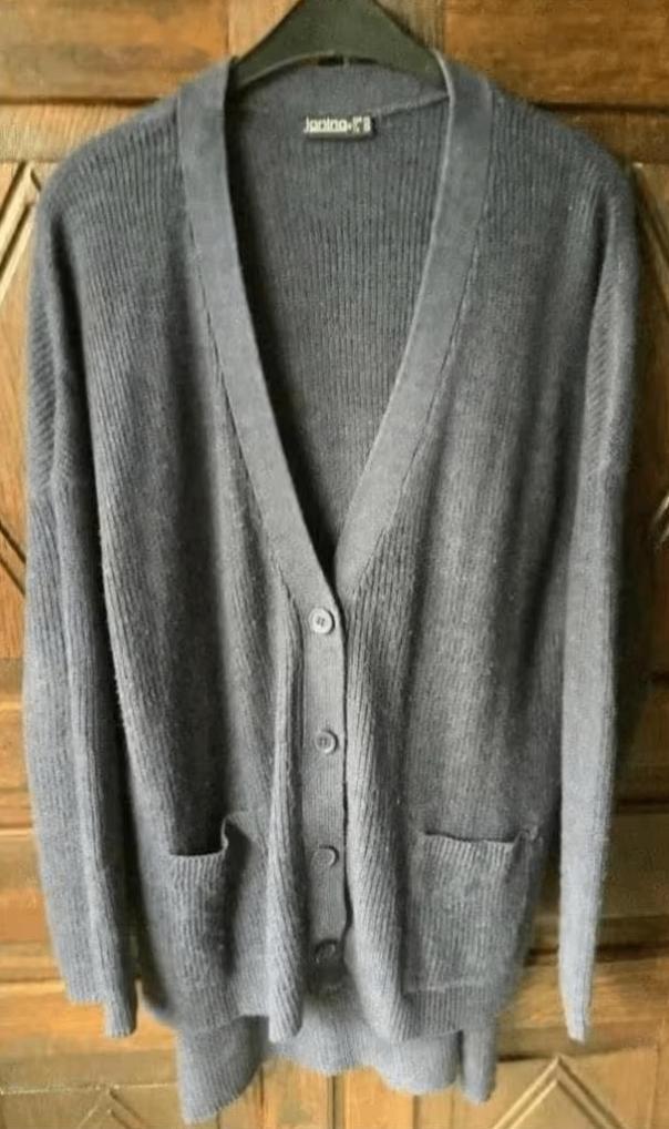 Blauw damesvest, vest langer achterpand; 46; Janina, Kleding | Dames, Grote Maten, Gedragen, Trui of Vest, Blauw, Ophalen of Verzenden