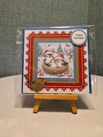 Kaartje kerst drie vogels met kerstmuts zittend in het nest, Ophalen of Verzenden, Nieuw, Kerst