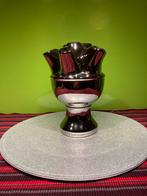 Zwart-zilveren keramieken tulpenvaas - 21 cm, Zwart, Aardewerk of Porselein, Ophalen of Verzenden, Zo goed als nieuw