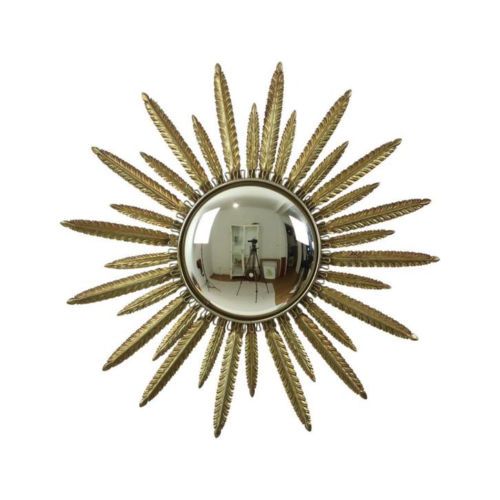 Mid Century Verkoperd Metalen Zonnespiegel Deknudt Convex 55, Huis en Inrichting, Woonaccessoires | Spiegels, Gebruikt, 50 tot 75 cm