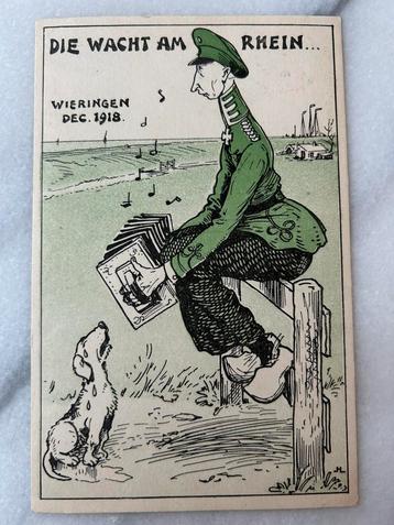 Wo1: ak die wacht am rhein Wieringen 1918 kronprinz hond beschikbaar voor biedingen