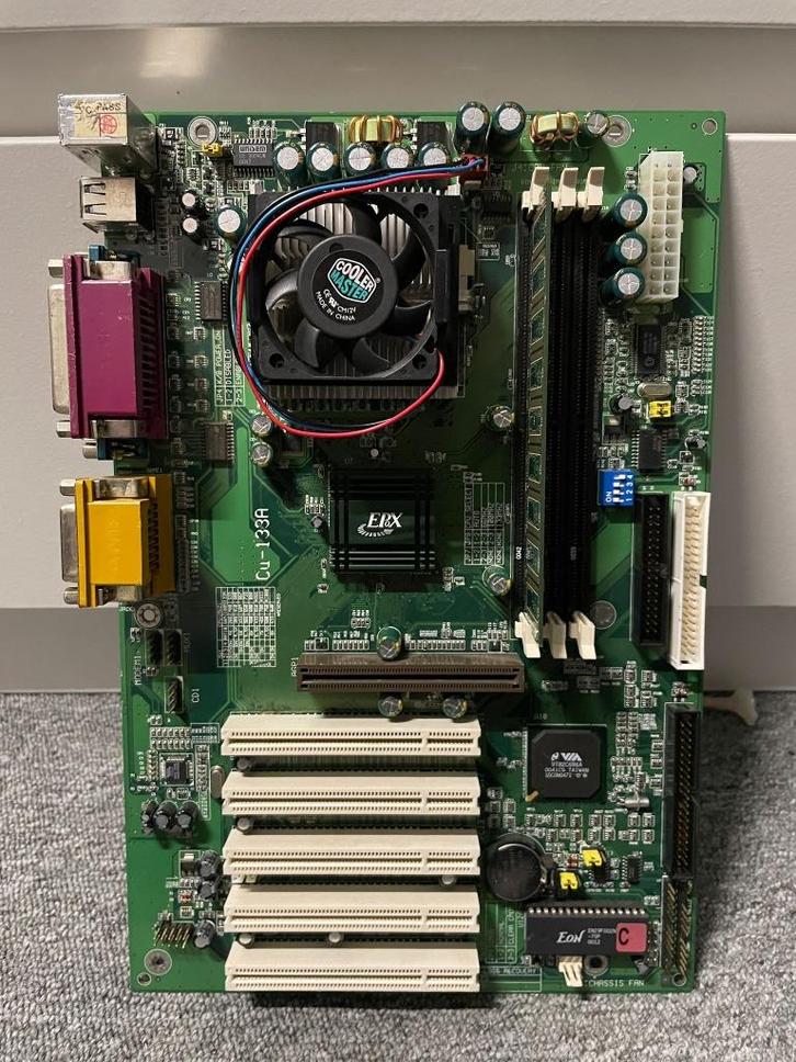 EPOX CU-133A moederbord met cpu en geheugen, Computers en Software, Vintage Computers, Ophalen of Verzenden