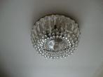 Messing Plafonnière behangen met kristal glas en plaatjes, Antiek en Kunst, Antiek | Lampen, Verzenden