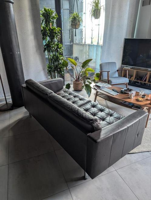Ikea Landskrona 3-zits bruin leer, Huis en Inrichting, Banken | Sofa's en Chaises Longues, Gebruikt, Driepersoons, 200 tot 250 cm