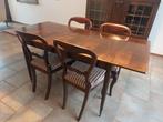 Antieke Eiken eettafel met 4 bijpassende stoelen, Ophalen of Verzenden