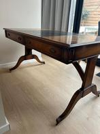 Bureau/Schrijftafel Engelse stijl leer ingelegd & wieltjes, Ophalen, Met wielen, Gebruikt, Bureau