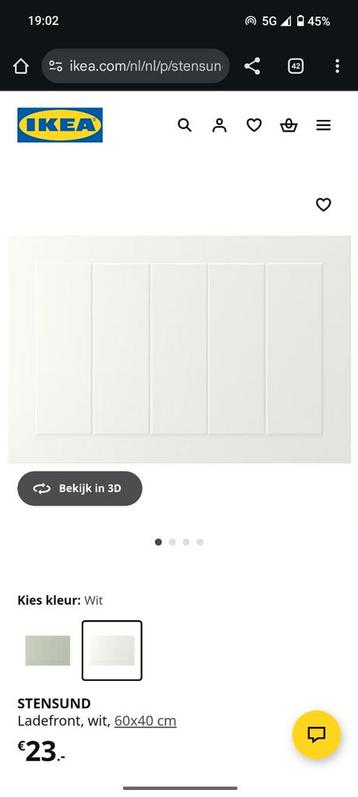 6 stuks Ikea STENSUND Ladefront - Wit 6040cm - afbeelding 2