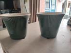 Twee bloempot Ikea groen, Tuin en Terras, Bloempotten, Ophalen, Rond, Binnen, Zo goed als nieuw
