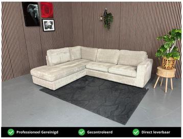 GRATIS LEVERING Ribstof Hoekbank Beige 265x220 REFURBISHED beschikbaar voor biedingen