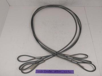 3 stk. Staalkabels 2 meter lang, 8mm. dik, 0,7 ton. beschikbaar voor biedingen