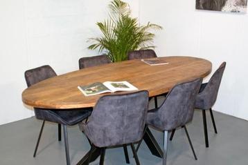 MOET WEG ! Ovale houten Mango eettafel met metalen onderstel beschikbaar voor biedingen