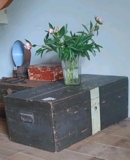 Prachtige antieke verhuiskist, scheepskist, koffer., Huis en Inrichting, Woonaccessoires | Kisten, Gebruikt, Minder dan 50 cm