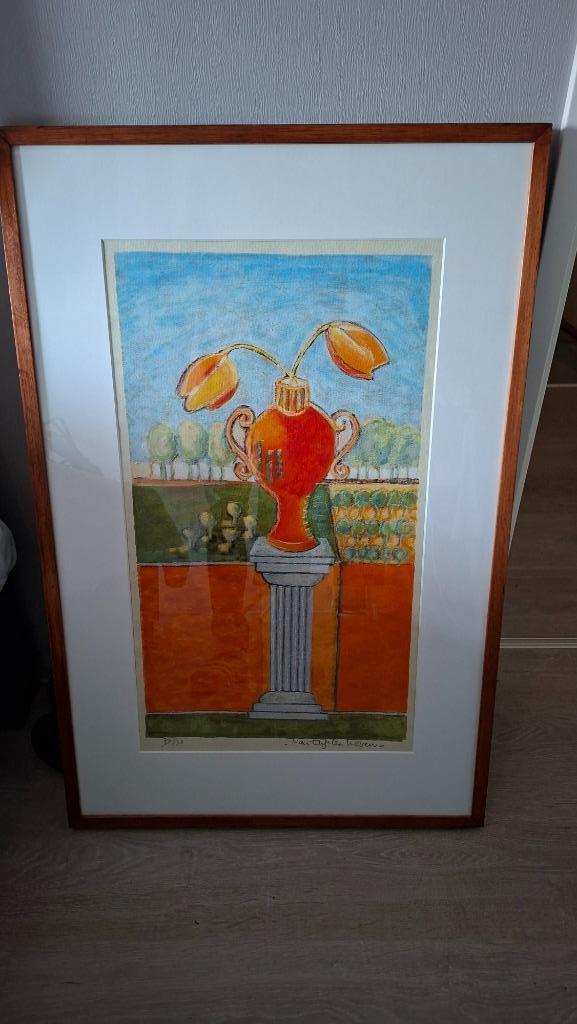 Mooie Zeefdruk van Engelenhoven : Vaas op Sokkel,gesigneerd, Antiek en Kunst, Kunst | Litho's en Zeefdrukken, Ophalen