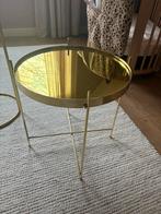 Zuiver messing bijzettafeltje, Huis en Inrichting, Tafels | Bijzettafels, Minder dan 55 cm, Metaal of Aluminium, Rond, Zo goed als nieuw
