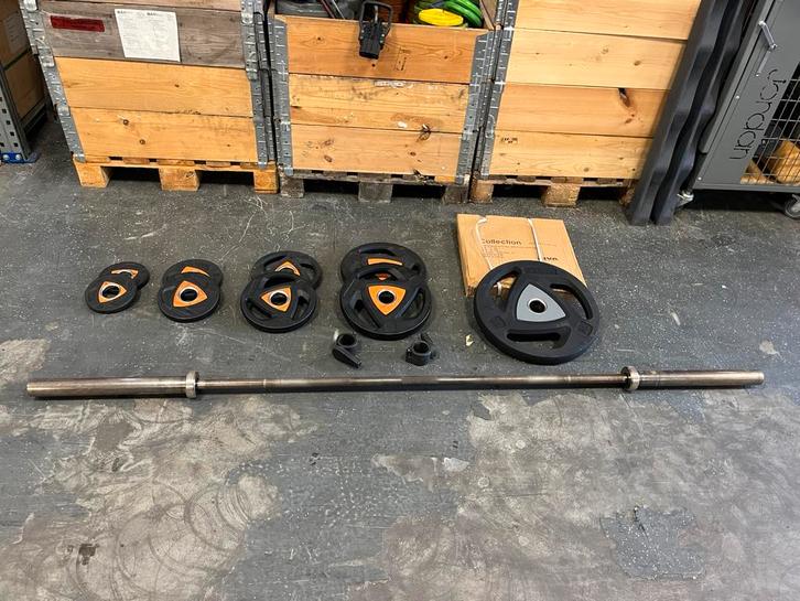 Ziva 87,5 kg Olympische halter schijven met stang, Sport en Fitness, Fitnessmaterialen, Gebruikt, Halterset, Ophalen