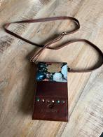 MicMacBags Donkerbruin Tasje met Bloemen leder, Sieraden, Tassen en Uiterlijk, Tassen | Damestassen, Ophalen of Verzenden, Gebruikt