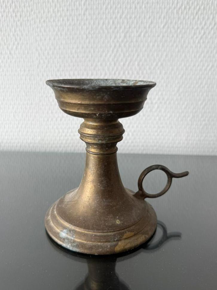 Vintage messing nachtkandelaar – 10,5 cm hoog, Antiek en Kunst, Antiek | Koper en Brons, Ophalen of Verzenden