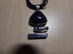 zilveren hanger met amethist steen, paars koord., Paars, Ophalen of Verzenden, Zo goed als nieuw, Met edelsteen