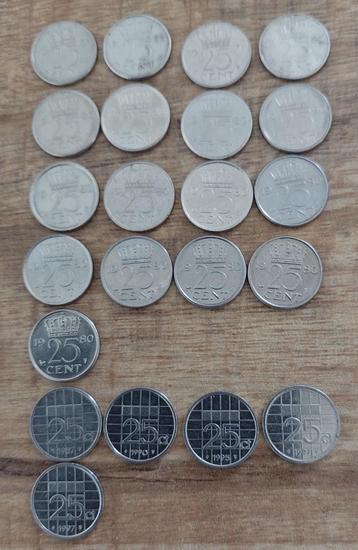 Nederland, 22 stuks muntjes 0,25 cent (kwartje)-div. jaren. beschikbaar voor biedingen