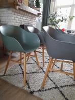 Vier Leen Bakker stoelen - 2 groen, 2 grijs, Gebruikt, Vier, Ophalen, Hout