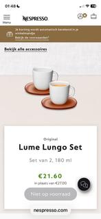 Nespresso Lume Lungo Set - 2 Kopjes, Huis en Inrichting, Nieuw, Ophalen of Verzenden, Effen, Kop(pen) en/of Schotel(s)