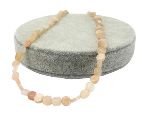 Maansteen ketting met zilveren slotje (45 cm), Sieraden, Tassen en Uiterlijk, Kettingen, Nieuw, Steen of Mineraal, Beige, Met edelsteen