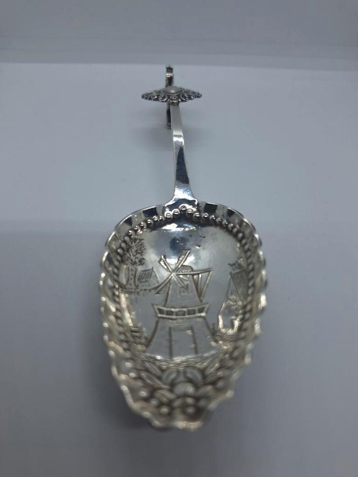 Zilveren roomlepel, Hollands tafereel, ca 1880, Antiek en Kunst, Antiek | Goud en Zilver, Zilver, Ophalen of Verzenden