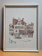 Vintage wanddecoratie – Kruissteek – Marktplein – '70/'80, Ophalen of Verzenden, Gebruikt