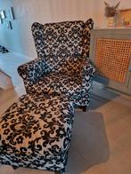 Comfortabele Wing Chair / fauteuil met Voetenbankje, Huis en Inrichting, Fauteuils, Ophalen, Gebruikt, Klassiek, 75 tot 100 cm