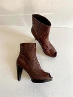 J95 Mare maat 39 lage leren open laarsjes schoenen hak leer, Bruin, Nieuw, Ophalen of Verzenden, Mare