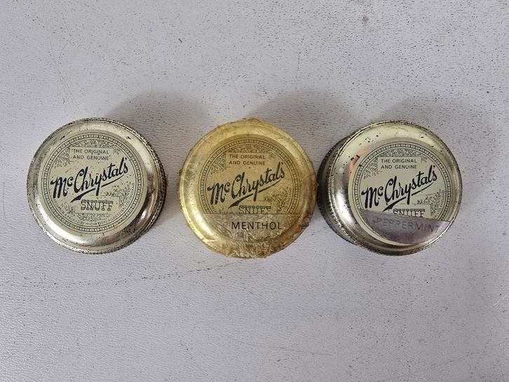 Mc Chrystals' Snuff doosjes, ongeopend, Engeland, ca. 1940, Antiek en Kunst, Antiek | Tin, Ophalen of Verzenden