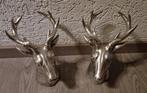 Zilveren Hertenkoppen Set - Decoratieve Beelden, Ophalen of Verzenden, Zo goed als nieuw