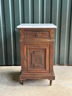 Antiek Louis Philippe Nachtkastje met Marmeren Blad, Huis en Inrichting, Slaapkamer | Nachtkastjes, Gebruikt, Minder dan 45 cm