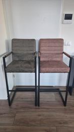 Lizzy barkrukken groen en cognac, Huis en Inrichting, Barkrukken, Ophalen, Kunststof, Met voetsteun, 60 tot 90 cm