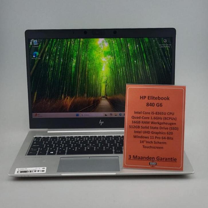 HP Elitebook 840 G6 i5-8365U 16GB/512GBSSD 11Pro Touchscreen, Computers en Software, Windows Laptops, Gebruikt